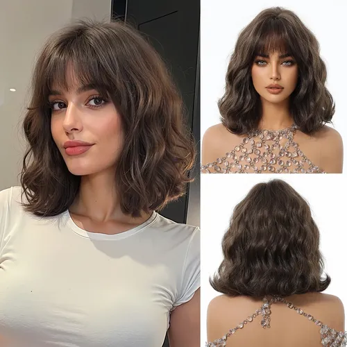 1pcs Peluca Corta Pelo Rizado Realista Que Cubre La Cabeza