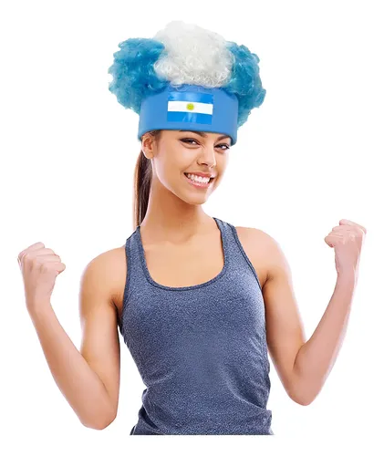 Peluca Afro Para Fanáticos De Argentina, Bandera De Argentin