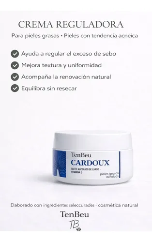 Crema Facial Botánica Tenbeu Cardo Piel Grasa Acné 30 Días