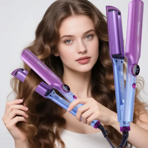 @@///plancha Y Rizador 2 En 1 Para Cabello Con Control Azul