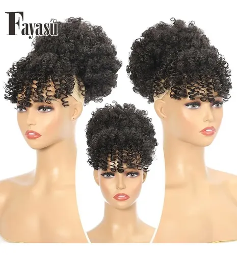 Y Extensión De Moño De Cabello Afro Con Cola De Caballo Y G