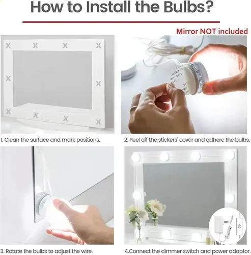 Luces De Tocador Con 14 Bombillas Para Espejo, Adaptador Po