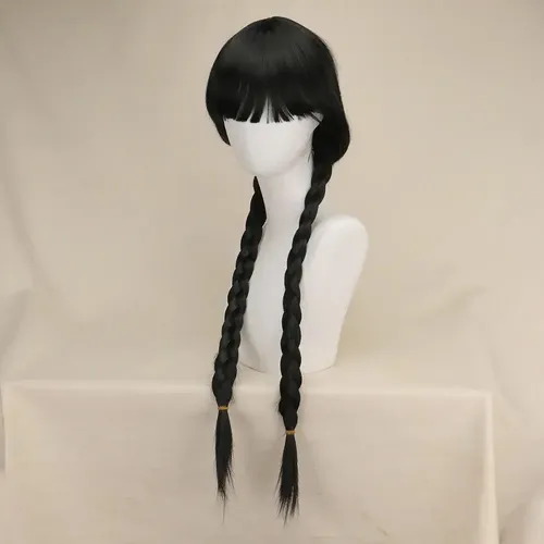 Película De Pelo Sintético De Long Wednesday Addams, Cosplay