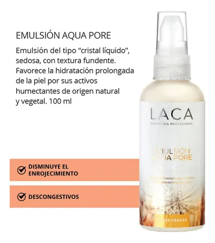 Emulsión Aqua Pore Hidratante Pieles Grasas 100 Ml Laca Momento de aplicación Día/Noche Tipo de piel Grasa