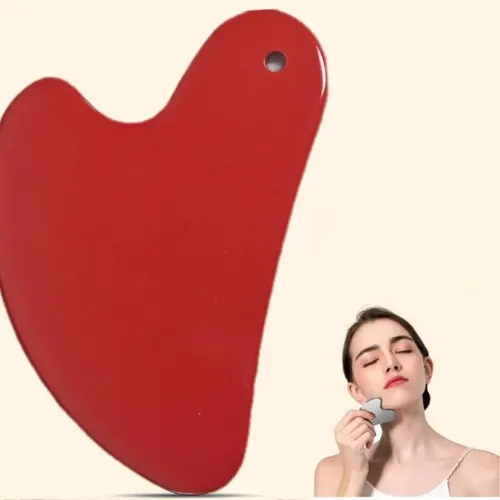 Gua Sha Metal Rojo Facial Y Corporal Masajeador