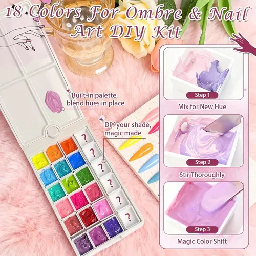Set De Gel De Uñas 18 Colores Con Esponjas Y Herramientas