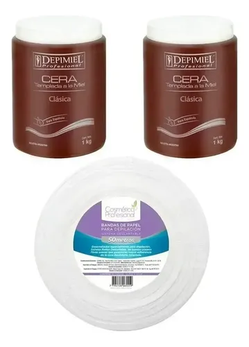 Cera Depilatoria Templada Miel Depimiel 2 Kg + Bandas Rollo