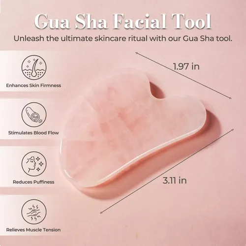 Gua Sha Facial Piedra Jade Esculpir Rostro Pink G