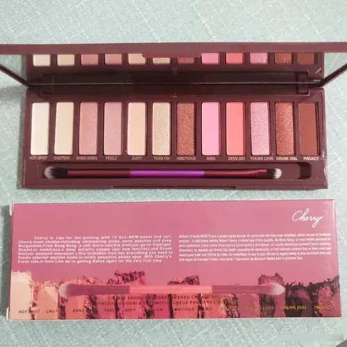 Sombras 12 Tonos Cherry Con Espejo Brocha Brillante Y Matte