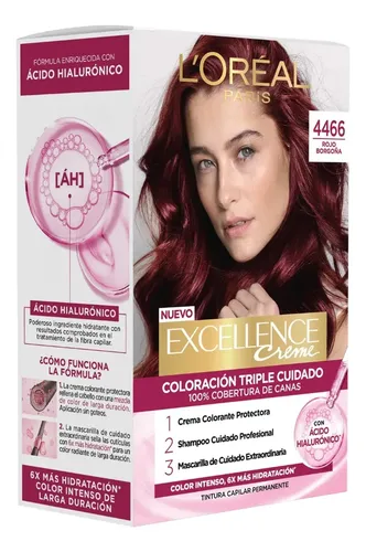 Kit Tintura Loreal Excellence Creme Tono 4466 Rojo Borgoña