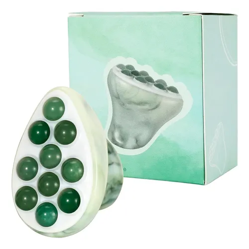 Rodillo Facial De Jade Acmebeauty Con 10 Piedras Naturales