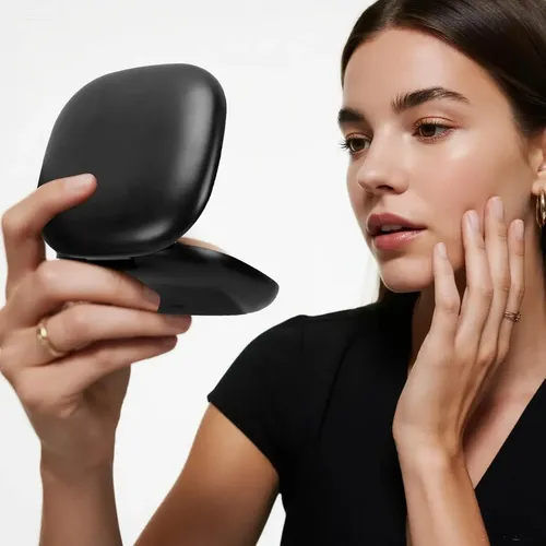 Espejo De Maquillaje Cuadrado Con Luz Led Y Aumento De 10x Bl Negro