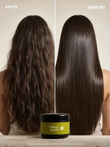 Alisado Progresivo Sin Formol x250 g Crema Alisadora con Ácido Glioxílico, Keratina y Activos Vegetales Antifrizz, Brillo y Lacio Perfecto para Cabello Rizado, Ondulado y con Rulos – Green Is Good