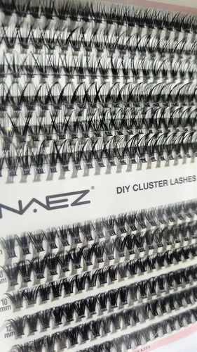 Kit de Pestañas Cluster Naez para Extensiones DIY con Adhesivo y Curvatura D