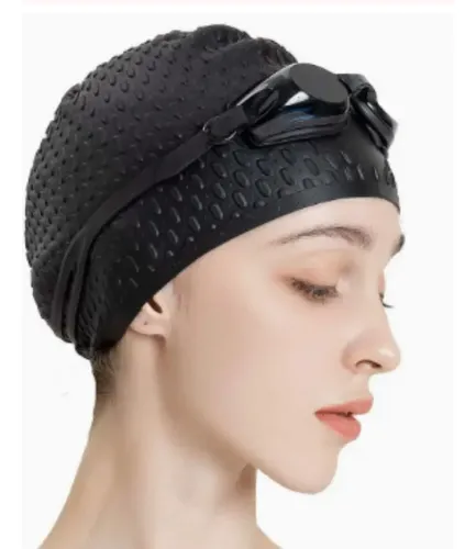 Gorro De Natación Elástico De Silicona Para Hombre Y Mujer,  Negro/blanco