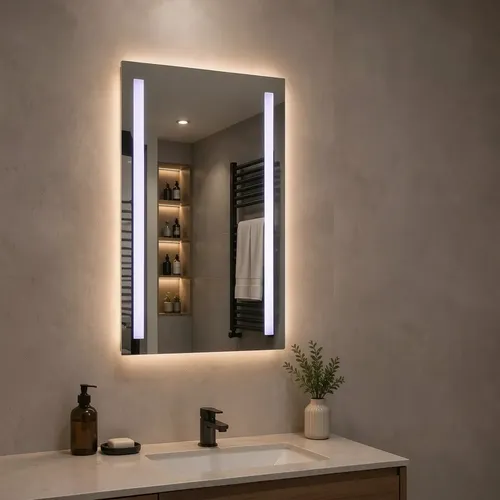 Espejo Vertical Luz Led 50x70cm Desempañador Touch Baño Rect