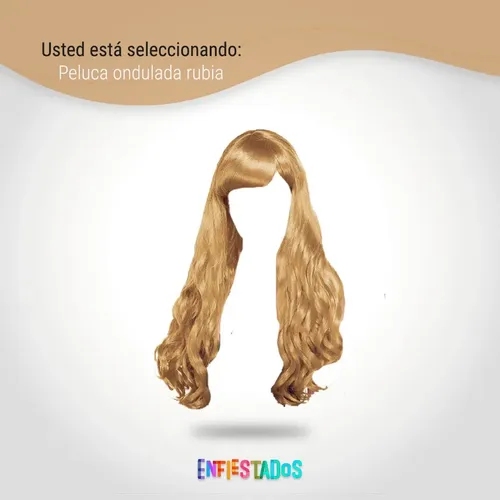 Peluca Ondulada Largo Pelo Ondas Cotillon Fiesta Cosplay X1