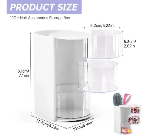 Organizador De Pelo Novabrand Porta Cepillos Giratorio 3n Blanco