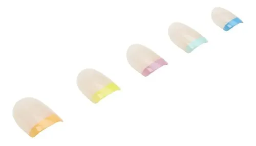 Uñas Postizas Ardell French Rainbow Cuadrada Corto con Acabado Brillante