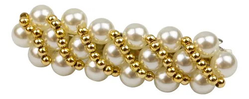 Hebillas Broches Perlas Y Dorado Trenzado Pack X12 Unidades