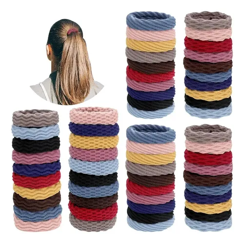 + Willbond 60 Pieces Seamless Hair Ties, Cotton No Crease –