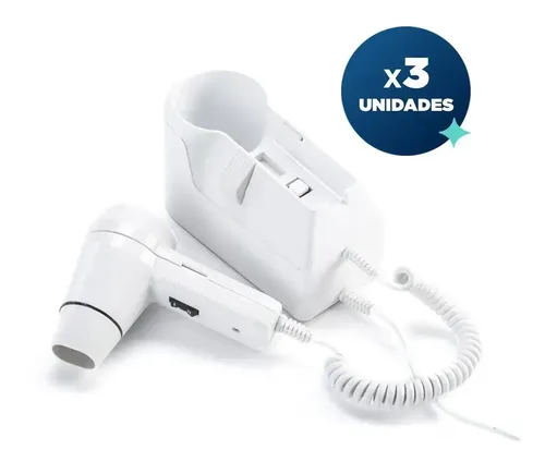 Secador De Pelo Para Amurar En La Pared 107-kit 3 Unidades- Blanco