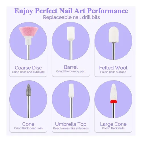 Lima Eléctrica Portátil Para Uñas Set Completo De Manicura