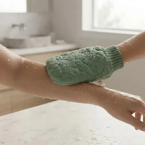 Guante De Baño Corazón Verde
