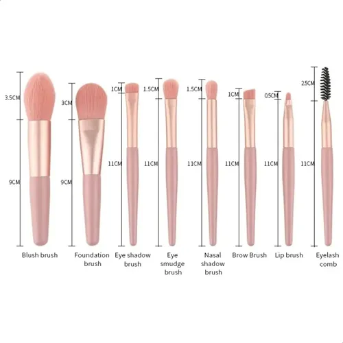 Set Maquillaje Brochas Pinceles Pack X 8 Unidades En Estuche Color Rosa