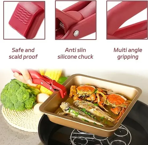 Pinza Agarradora Anticalor Para Bandejas De Cocina X2