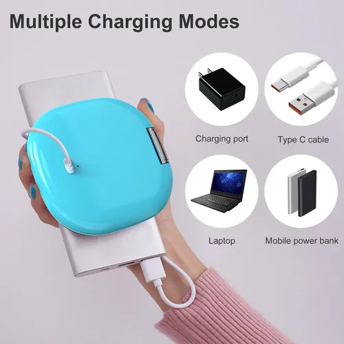 Espejo De Bolsillo Con Luz Mocado 10cm Recargable Azul