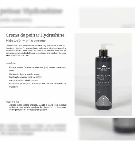 Crema De Peinar Hydrashine Complex 250ml La Puissânce Laboratoires