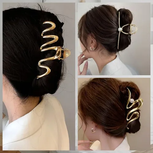 3 Clips De Garra De Metal Dorado Antideslizantes 11 Cm Para