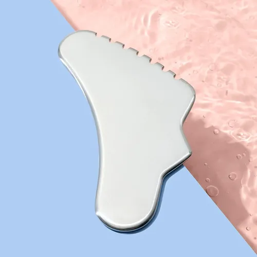 Gua Sha Metal Para Masaje Facial Y Corporal Con Funda