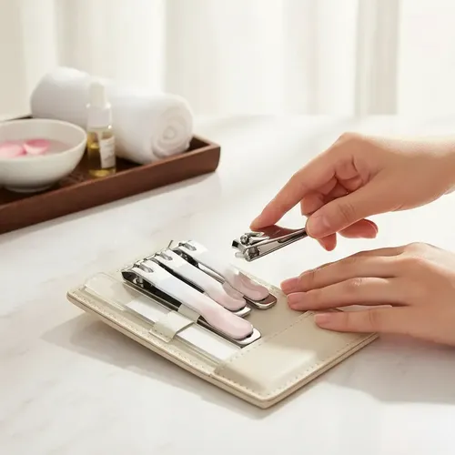 Set Manicura 4 Piezas De Acero Carbon Con Estuche