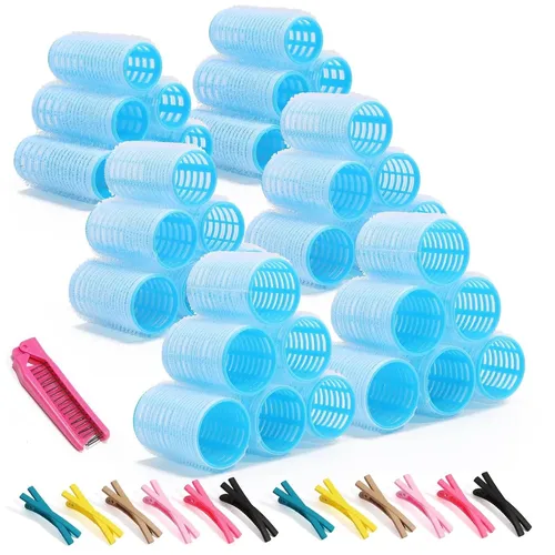 Juego De Rulos De Pelo Autoadherentes De 49 Piezas Con Clips