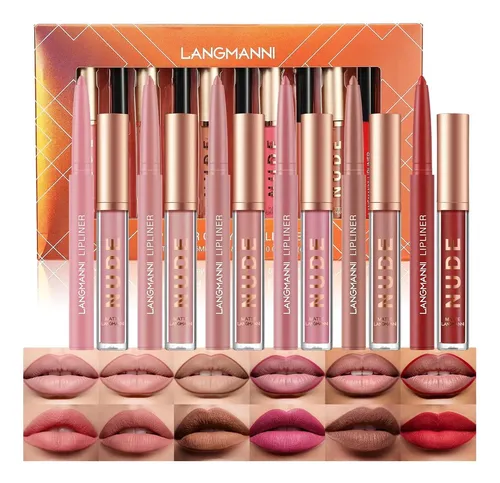 Set 12 Labiales Lápiz Delineador Jolilab Nude/lápiz +