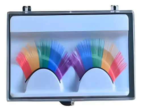 Pack 3 Pares Pestañas Postizas Arco Iris Con Brillos Disfraz