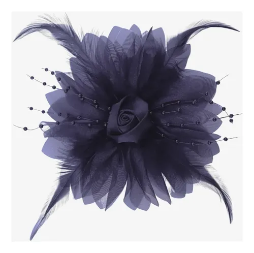 Elegante Broche Con Forma De Flor Y Plumas Para El Pelo, Com