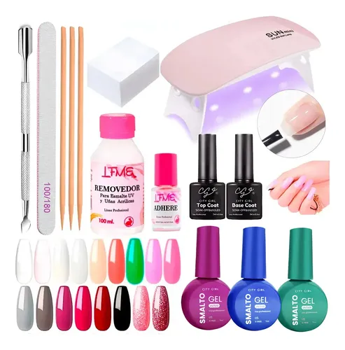 Kit Inicial Manicura Semipermanente Cabina Led 14 Unidades