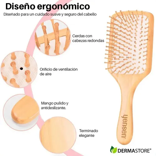 Cepillo Paleta Cabello Natural Madera Eco Friendly Antifrizz Marrón