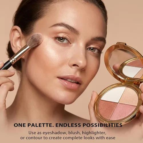Paleta Iluminadora Zephoco Ojos Mejillas 4 Tonos Rosa Pálido