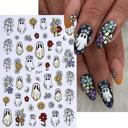 6 Uds Pegatinas De Uñas De Halloween Arte De Uñas Calavera