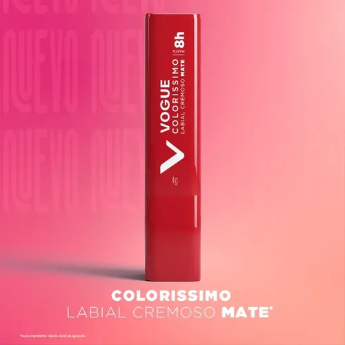 Labial Mate En Barra Vogue Colorissimo Tono Frambuesa Viva