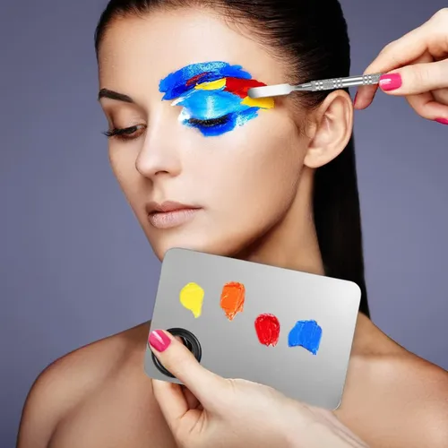 Paleta Mezcladora De Acero Para Maquillaje Con Espatula