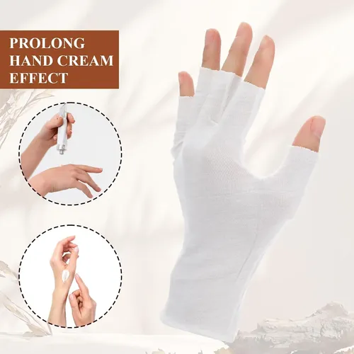 Guantes Blancos Algodón Sin Dedos Hidratantes Noche M