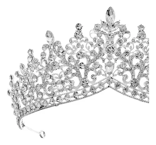 Halloween Diadema Tocado Boda Plata Con Piedras Brillantes