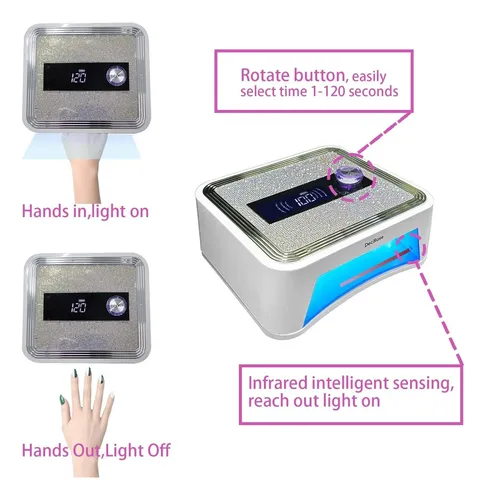 Lámpara Uv Led Recargable 120w Portátil Para Uñas