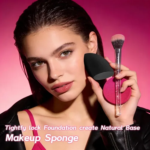 Black Soft Makeup Sponge Set 15 Pcs Reusable Foundation Puff