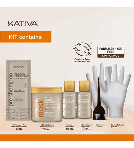 Kit Brasileño De Alisado De Cabello Kativa, 12 Semanas Con